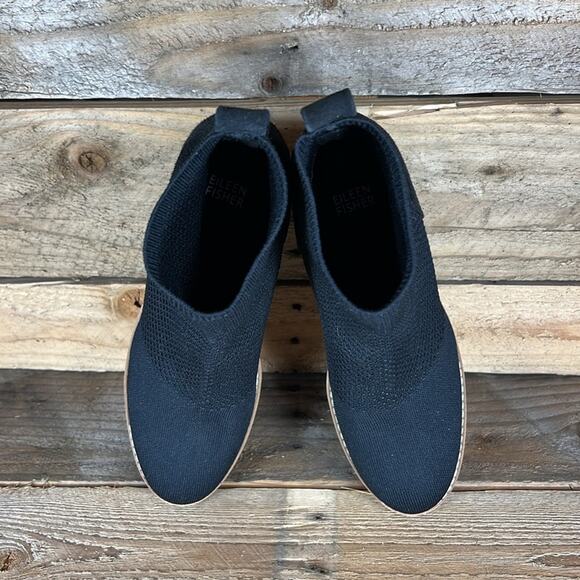 Eileen Fisher London Ankle Boots Knit Wedge - Black - 8.5 - NWOB - Picture 5 of 10